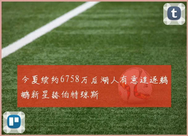 今夏续约6758万后湖人有意追逐鹈鹕新星赫伯特琼斯